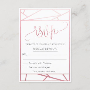 Modern Geometric Faux Rose Gold RSVP Card