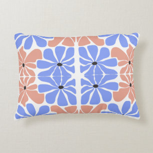 Modern Geometric Floral - Blue & Peach Pattern Decorative Cushion