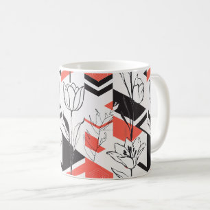 Modern Geometric Floral Contrast Coffee Mug