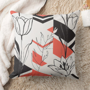 Modern Geometric Floral Contrast Cushion