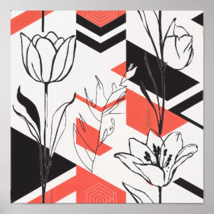 Modern Geometric Floral Contrast Poster