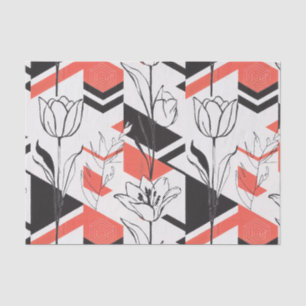 Modern Geometric Floral Contrast Tissue Paper