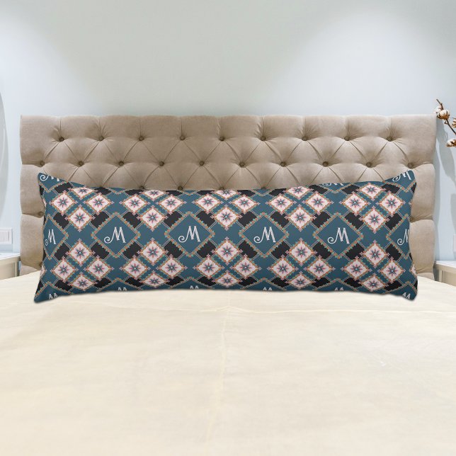 Modern Geometric Floral Monogram Flower Pattern Body Cushion (Creator Uploaded)