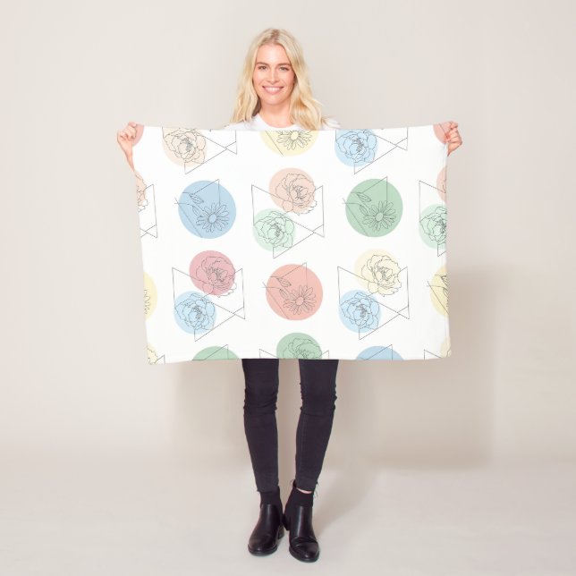 Modern Geometric Floral Pattern Throw Blanket (In Situ)