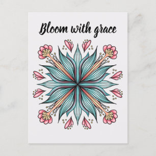 Modern Geometric Floral Typography - Blue Pink Postcard