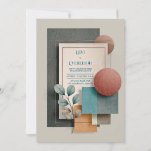 Modern Geometric Floral Wedding  Invitation