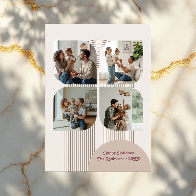 Modern Geometric Flower Bubble Arch Holiday Photo (Modern Geometric Flower Bubble Arch Holiday Photo Card)