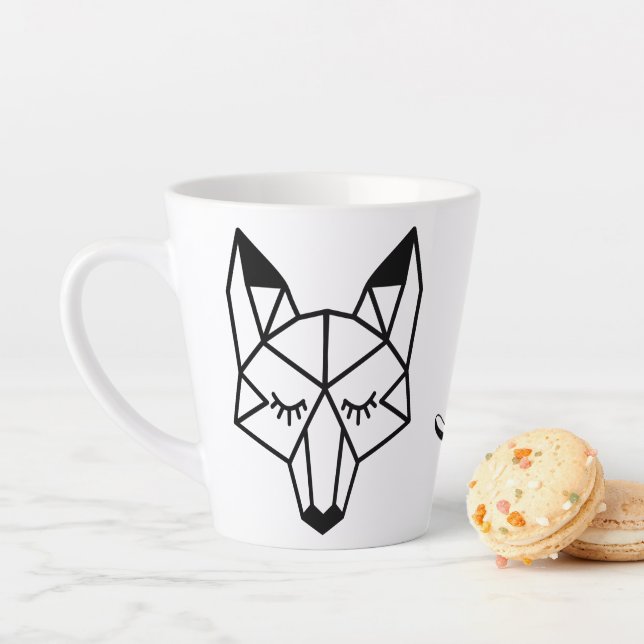 Modern Geometric Fox Foxy Script Latte Mug (In Situ)