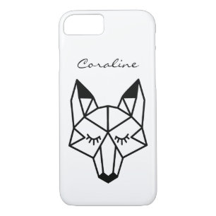 Modern Geometric Fox & Script Name iPhone 8/7 Case