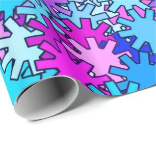 Modern Geometric Gears, Blue, Violet and Orchid Wrapping Paper