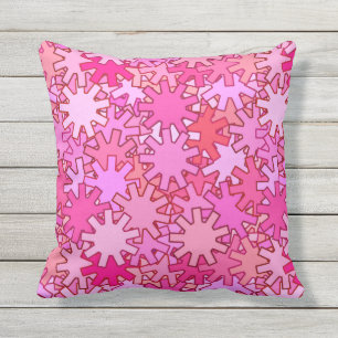 Modern Geometric Gears, Fuchsia and Pink Cushion