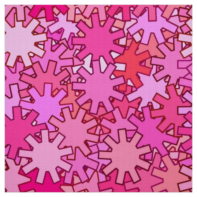 Modern Geometric Gears, Fuchsia and Pink Fabric (Swatch)
