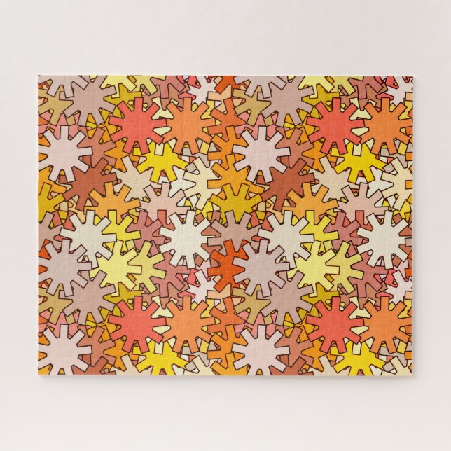 Modern Geometric Gears, Mustard Gold & Brown Jigsaw Puzzle (Horizontal)
