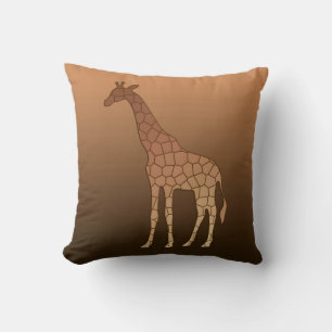 Modern Geometric Giraffe, Copper and Brown Cushion