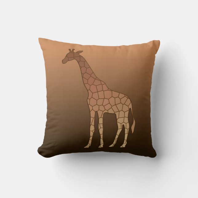 Modern Geometric Giraffe, Copper and Brown Cushion (Front)