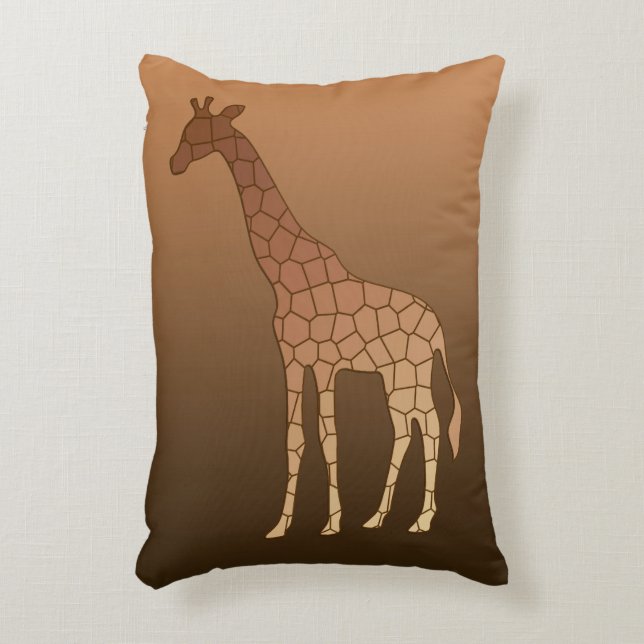 Modern Geometric Giraffe, Copper and Brown Decorative Cushion (Front(Vertical))