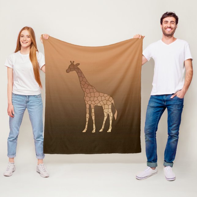Modern Geometric Giraffe, Copper and Brown Fleece Blanket (In Situ)