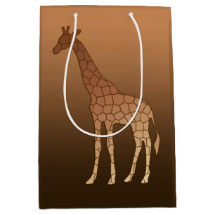 Modern Geometric Giraffe, Copper and Brown Medium Gift Bag