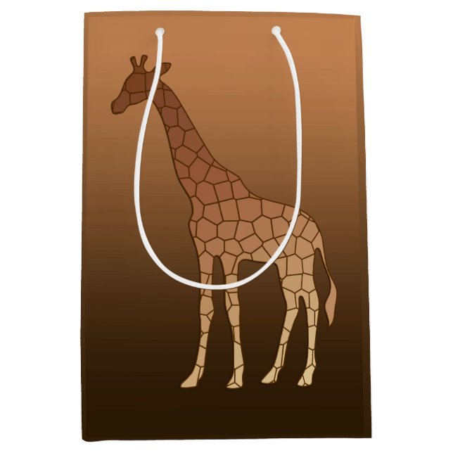 Modern Geometric Giraffe, Copper and Brown Medium Gift Bag (Front)