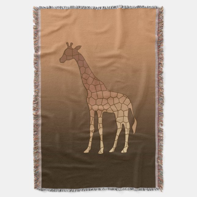 Modern Geometric Giraffe, Copper and Brown Throw Blanket (Front Vertical)