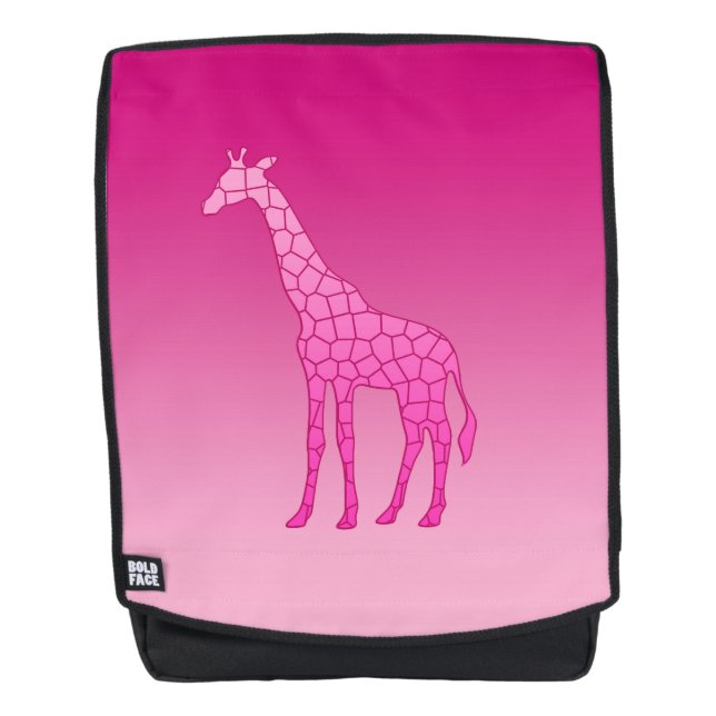 Modern Geometric Giraffe, Fuchsia and Light Pink Backpack (Front)