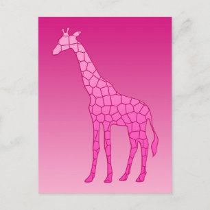 Modern Geometric Giraffe, Fuchsia and Light Pink Postcard