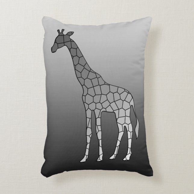Modern Geometric Giraffe, Silver Grey / Grey Decorative Cushion (Front(Vertical))