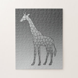 Modern Geometric Giraffe Silver Grey / Grey Jigsaw Puzzle