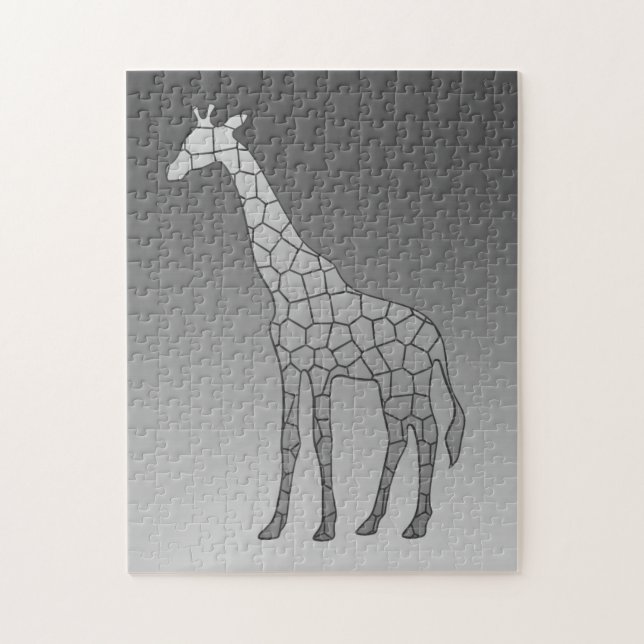 Modern Geometric Giraffe Silver Grey / Grey Jigsaw Puzzle (Vertical)
