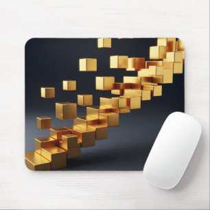 Modern Geometric Gold Cubes Growth Concept Mouse Pad