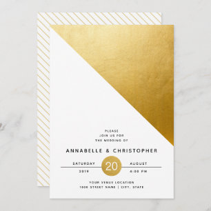 Modern Geometric Gold Foil Wedding Invitation