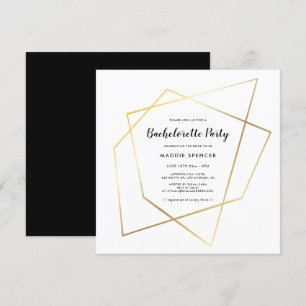 Modern geometric gold frame Bachelorette Party Invitation