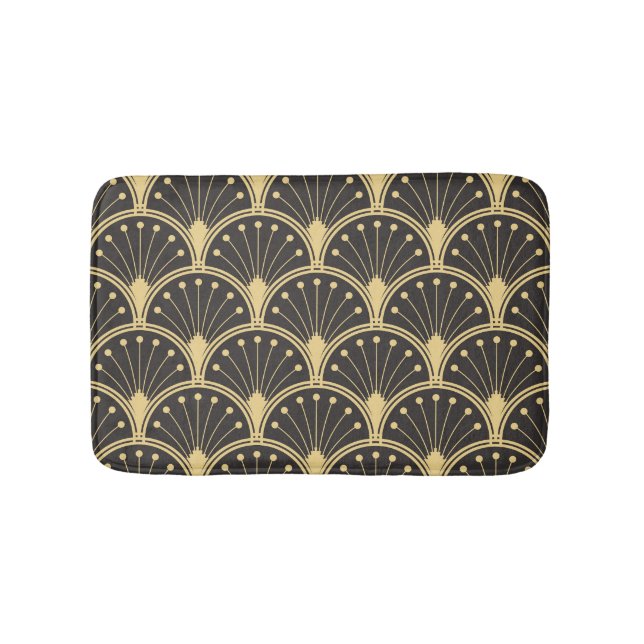 Modern Geometric Gold Lined Tiles Bath Mat (Front)
