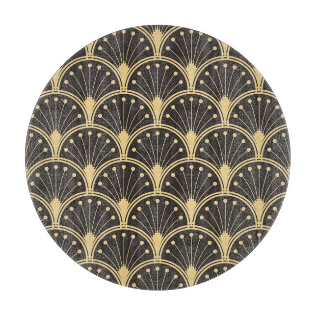 Modern Geometric Gold Lined Tiles Cutting Board (Front)