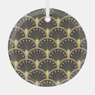 Modern Geometric Gold Lined Tiles Glass Tree Decoration