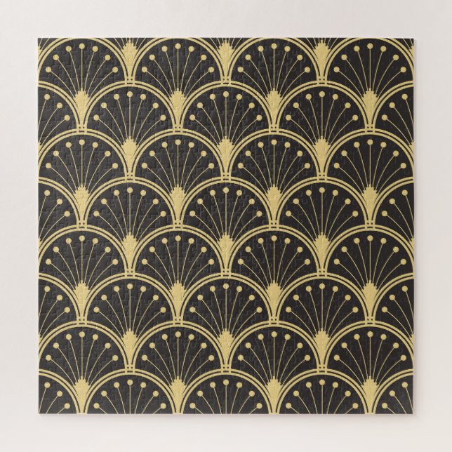 Modern Geometric Gold Lined Tiles Jigsaw Puzzle (Vertical)