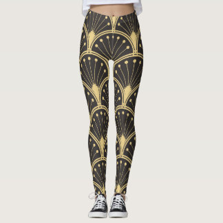 Modern Geometric Gold Lined Tiles Leggings