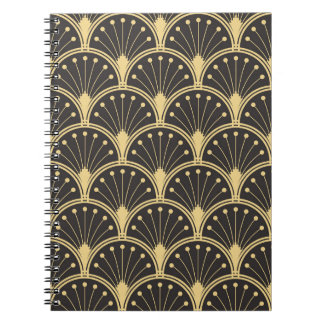 Modern Geometric Gold Lined Tiles Notebook
