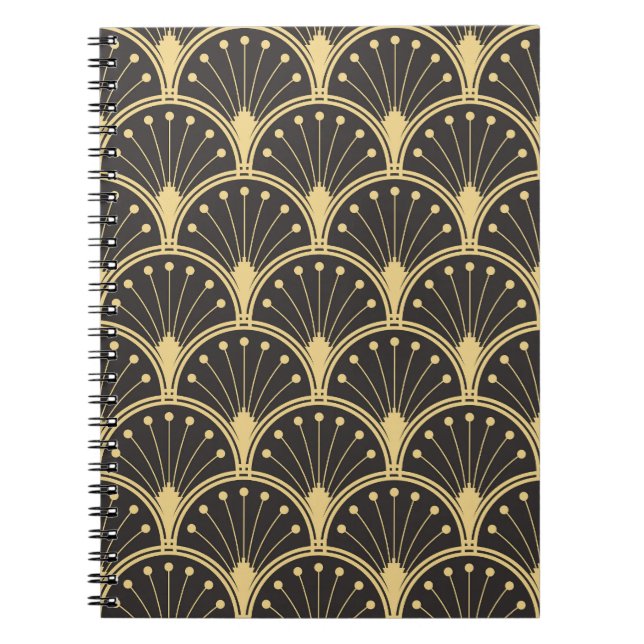 Modern Geometric Gold Lined Tiles Notebook (Front)