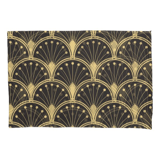 Modern Geometric Gold Lined Tiles Pillowcase (Front)