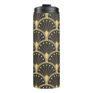 Modern Geometric Gold Lined Tiles Thermal Tumbler