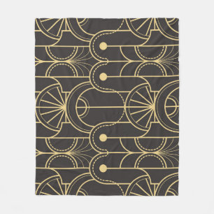 Modern Geometric: Gold Lines Vintage Fleece Blanket