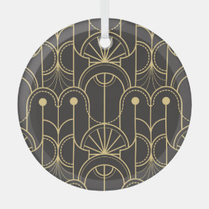 Modern Geometric: Gold Lines Vintage Glass Tree Decoration