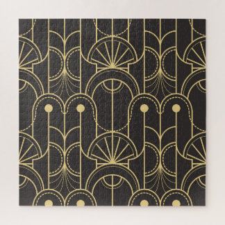 Modern Geometric: Gold Lines Vintage Jigsaw Puzzle