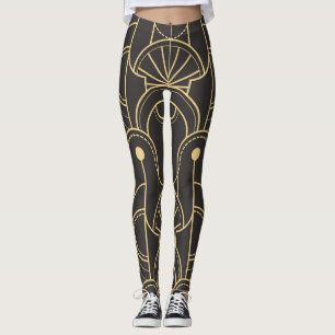 Modern Geometric: Gold Lines Vintage Leggings