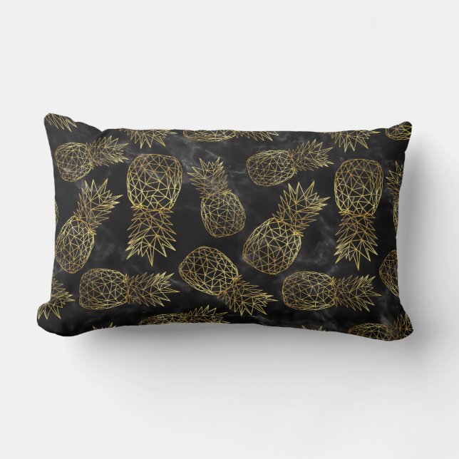 Modern geometric gold pineapples design lumbar cushion (Front)