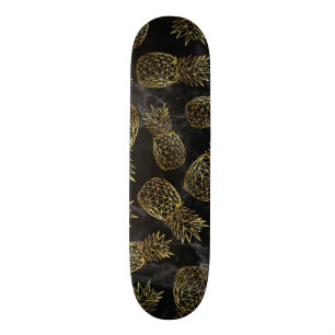 Modern geometric gold pineapples design skateboard