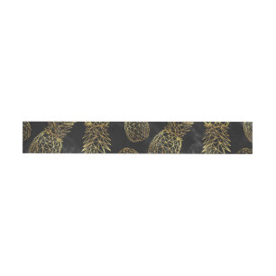 Modern geometric gold pineapples design wrap around label