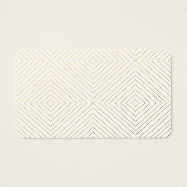 Modern Geometric Gold Squares Pattern on White Col (Front)
