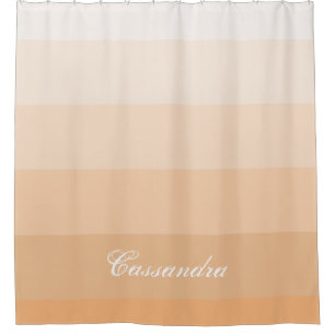 Modern Geometric Gradient Peach with Custom Name Shower Curtain